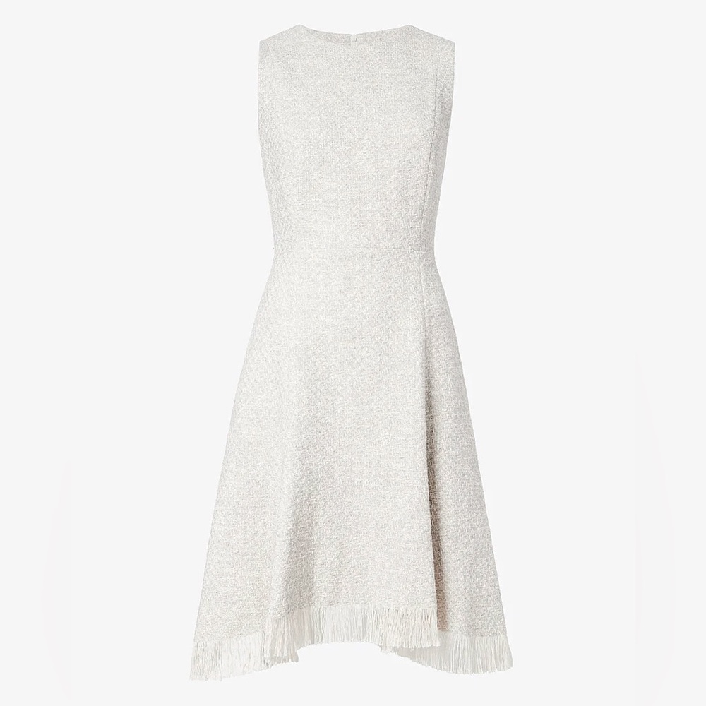 MM LAFLEUR LINDSAY COTTON TWEED SWING DRESS ELEGANT ROMANTIC CAREER Gray Ivory 6
